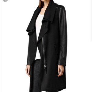 AllSaints Women's Black Luna Parka Lamb Leather Size 4